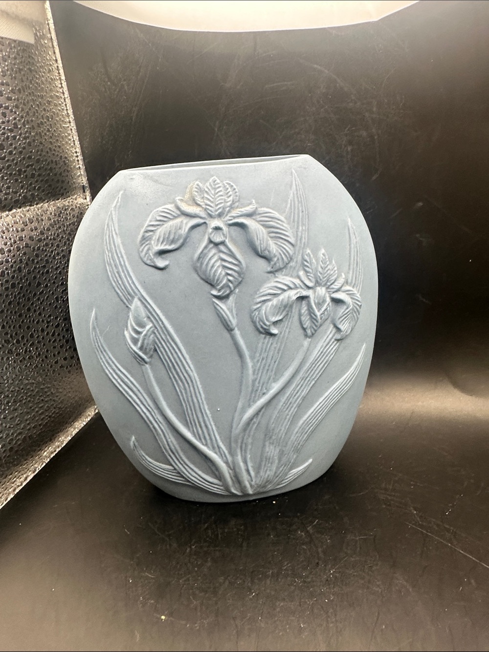 Iris Jasperware blue  Vase 5.5 inches